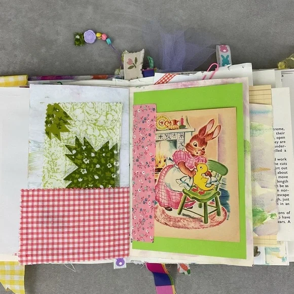 Handmade bunny Easter junk journal (semi bare style) with lots vintage ephemera - Picture 12 of 16